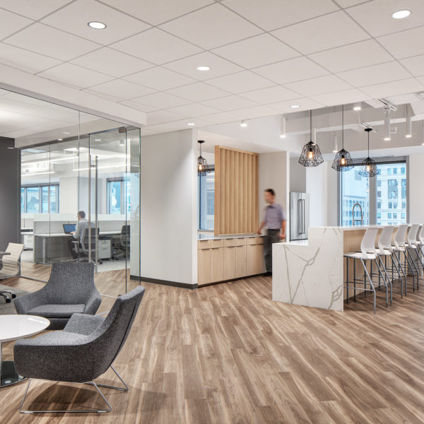 Open break and kitchen area within 311 South Wacker space.