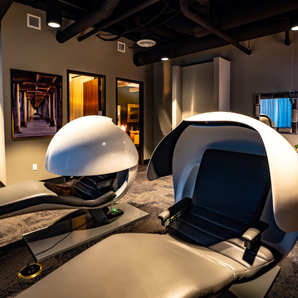 Sleeping pods located inside the Fifth Street Towers office building in downtown Minneapolis, MN