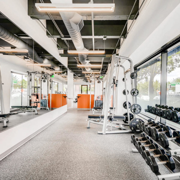 The well equipped fitness center in the Zeller owned Umpqua Bank Plaza office building in Portland, OR.