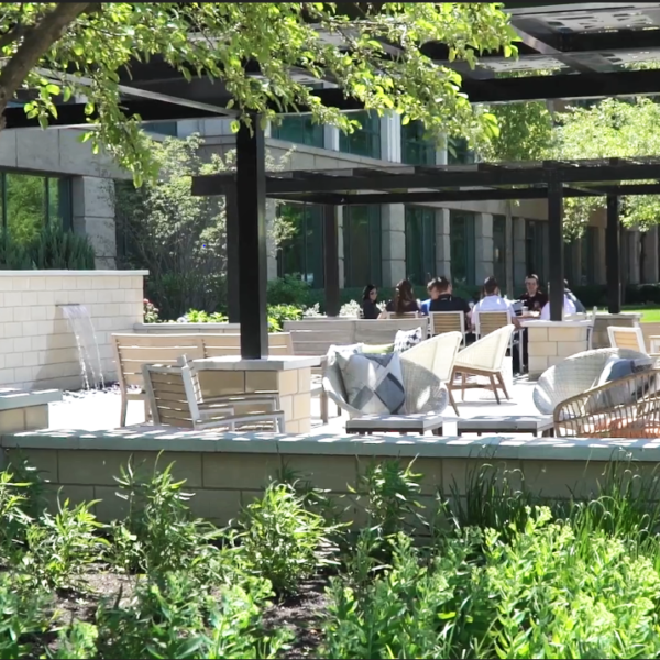 Woodfield Preserve Office Center has a beautiful outdoor courtyard for working or meetings.